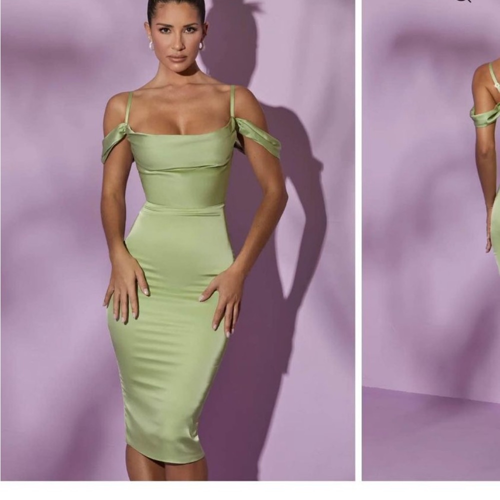 Satin green dress